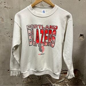 Portland Blazers NBA Vintage 1989 White Fleece Logo Crewneck Sweatshirt Youth XL